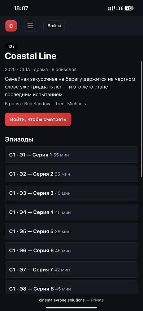 Evrone Cinema — экран 8 из 8